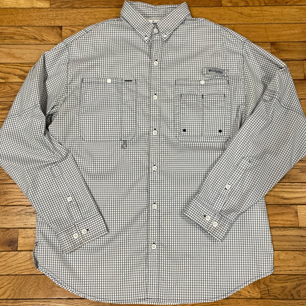 Columbia PFG Omnishade Large Vented Fishing Shirt Long Sleeve Mens Button Down